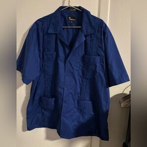 Omega Fashion Guayabera Shirt Mens 2XL Blue Short Sleeve Button Up
(212)